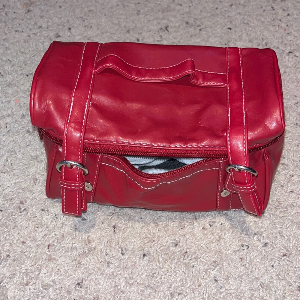 Makeup holder/ travel bag. Zips and clips to close